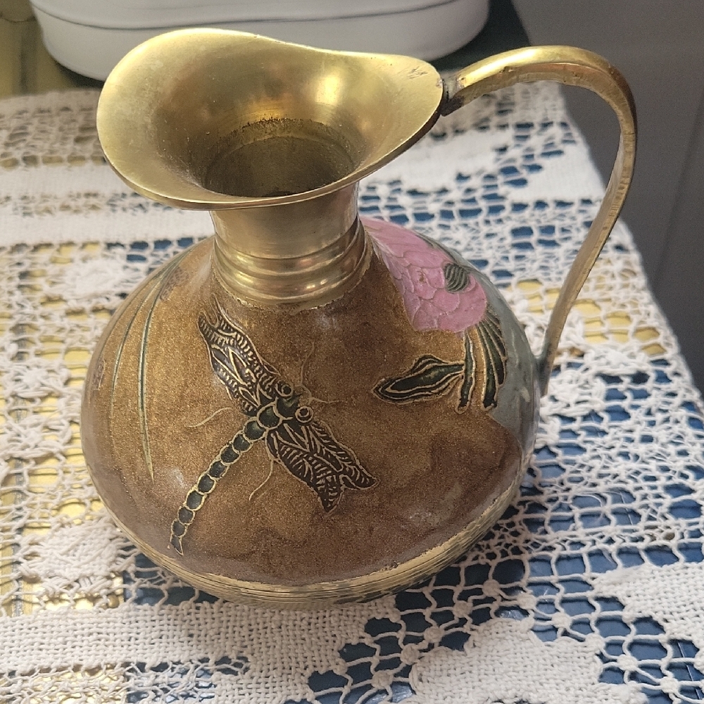 Solid Brass Cloisonne Pitcher
